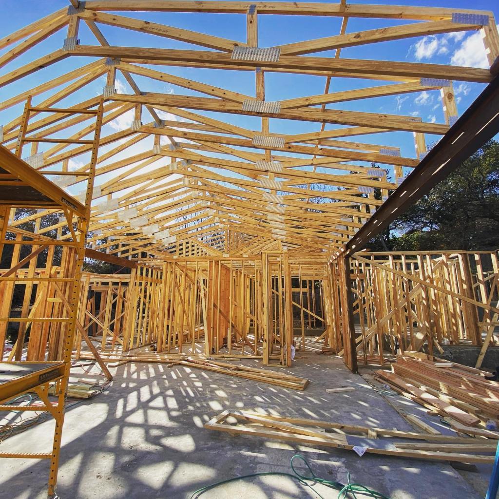 Austin residential framing project under construction