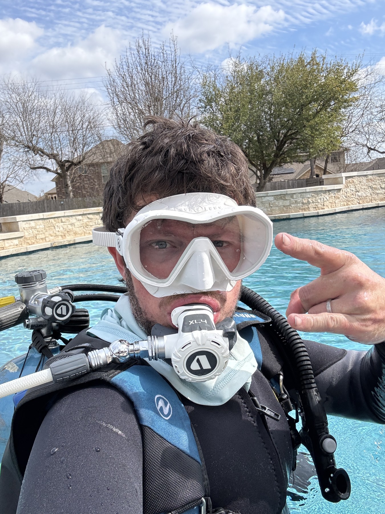 Pool diver prepared for underwater leak detection and pool inspection support in Austin